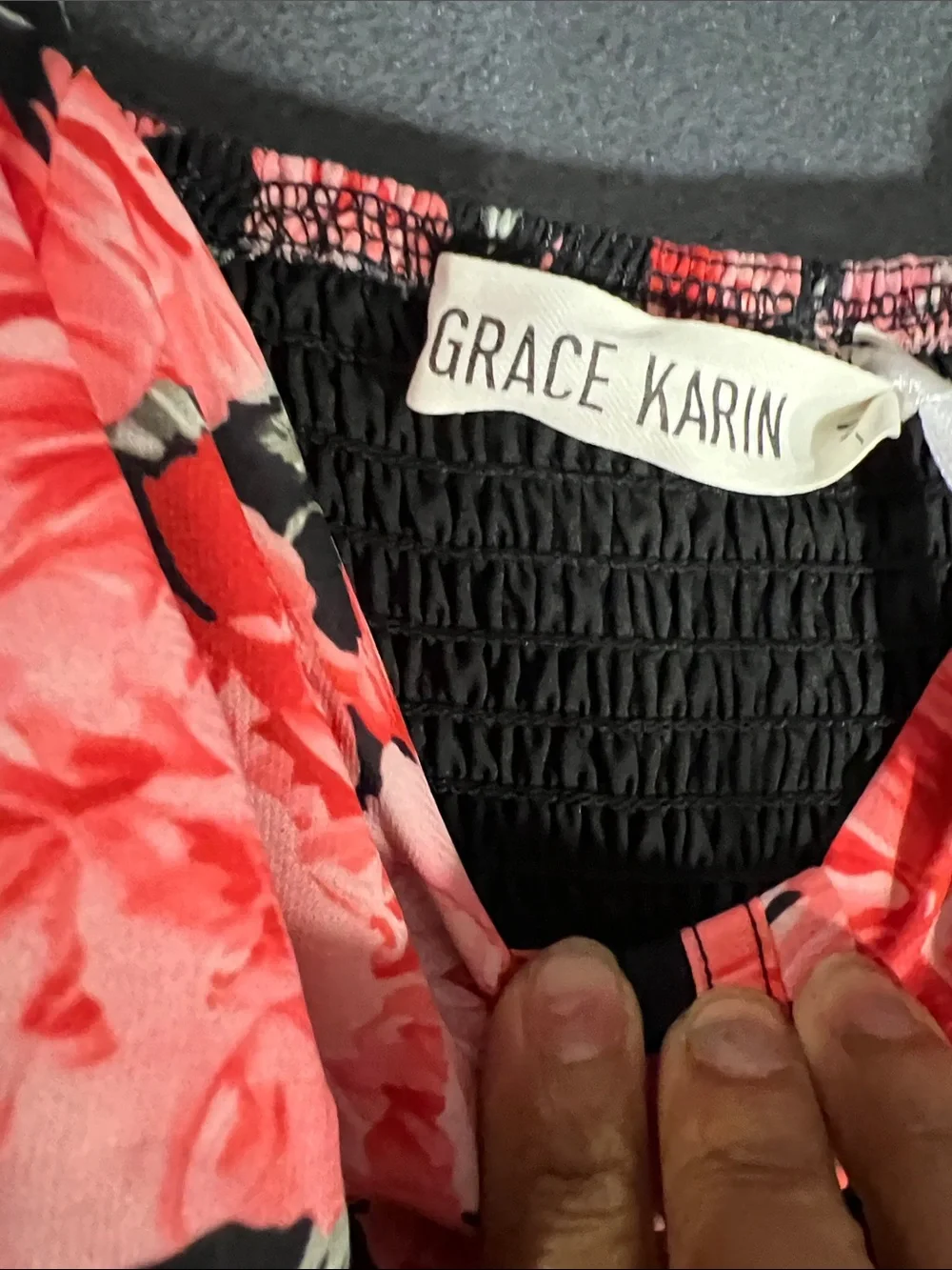 Grace Karin Black Maxi Dress with Red Floral Print - Picture 5 of 10
